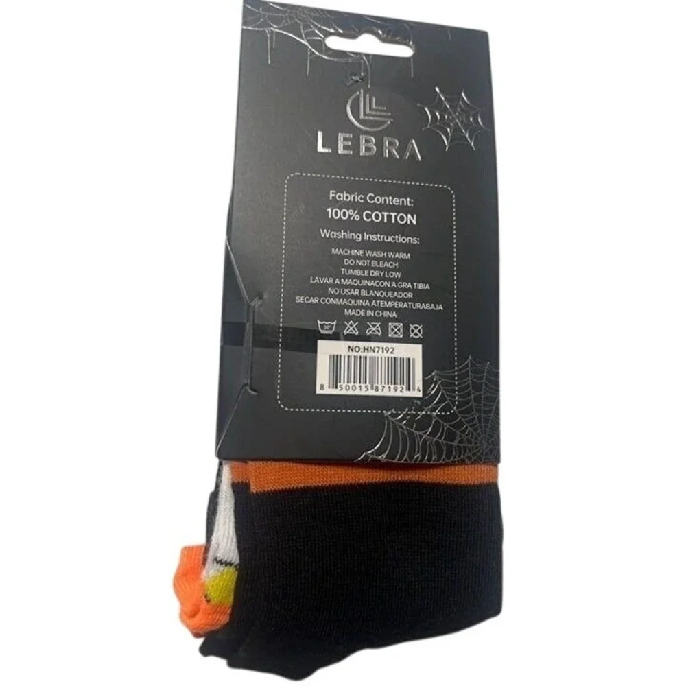 3‎ Pair Lebra Halloween Fashion Crew Socks Cats Pumpkins & Bats Size 9-11 NWT